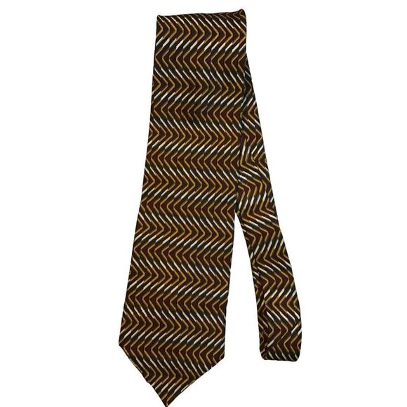 5/$10 Jhane Barnes Men's Silk Tie 58" Brown Orange NWOT - Picture 1 of 6